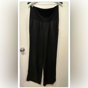ForCynthia 100% Linen Beach Pants Black Pull-on Maternity Band Size Large